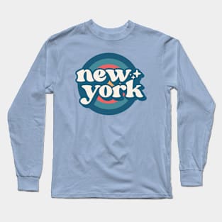 Vintage New York Sunset Seal // Retro City Emblem for New York Long Sleeve T-Shirt